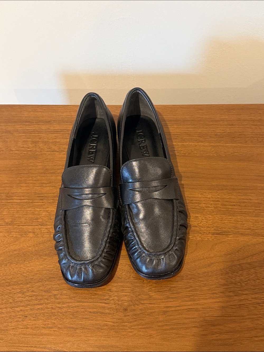 J. Crew Black Leather Slip-On Loafers